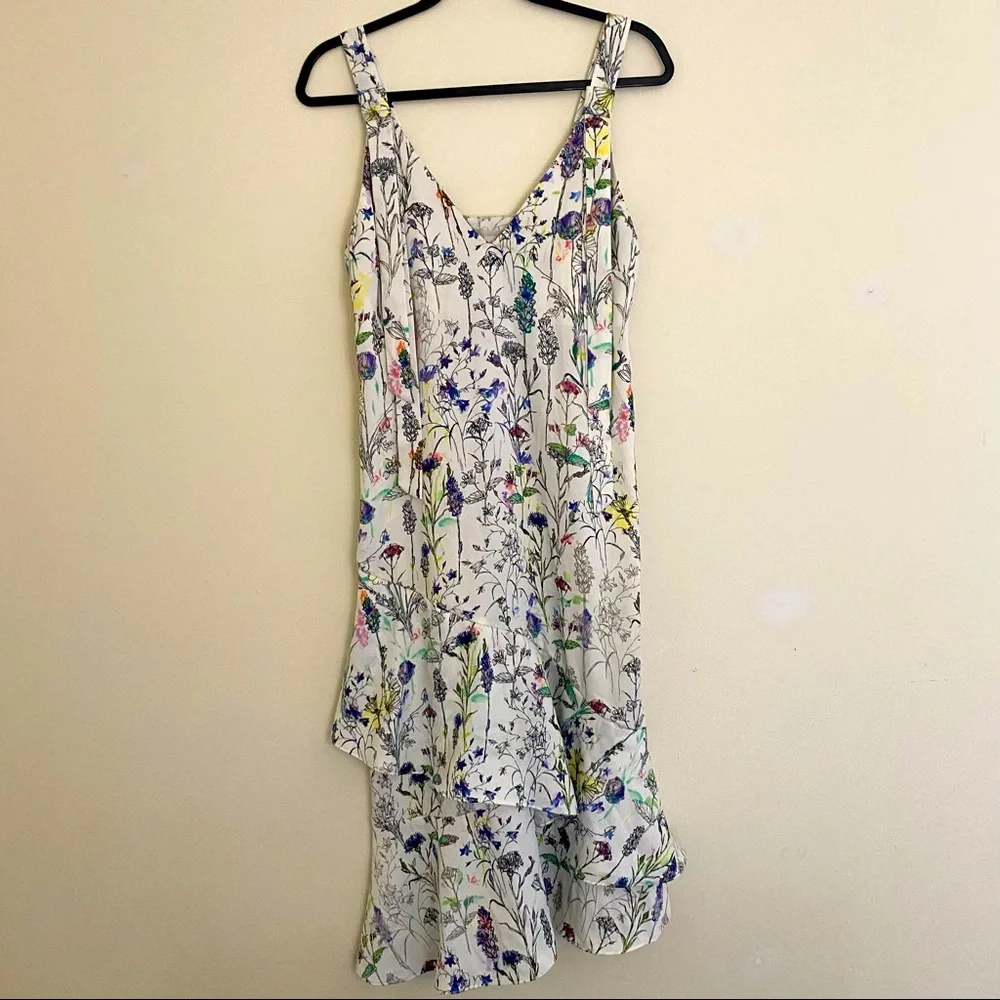 H&M Crêpe Floral Ruffle Hem Midi Dress Size 6 - Picture 3 of 12